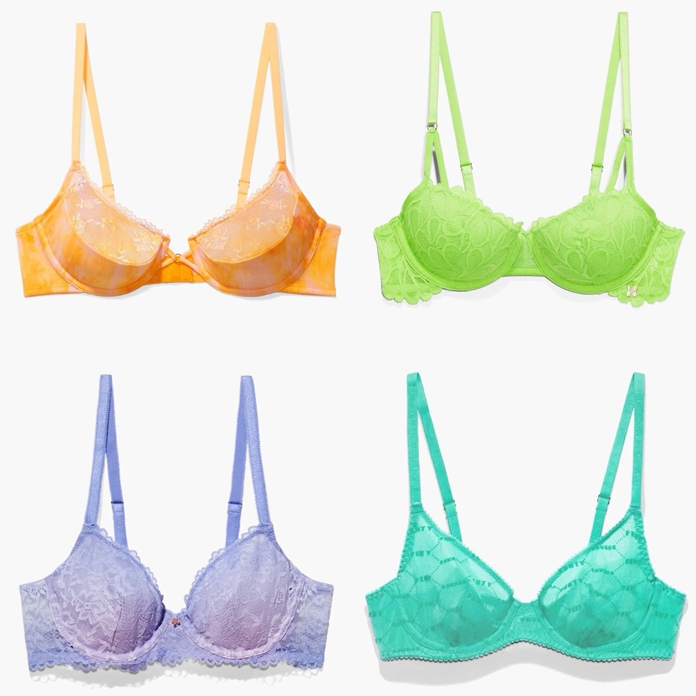 bundle of 4 multicolored underwire bras